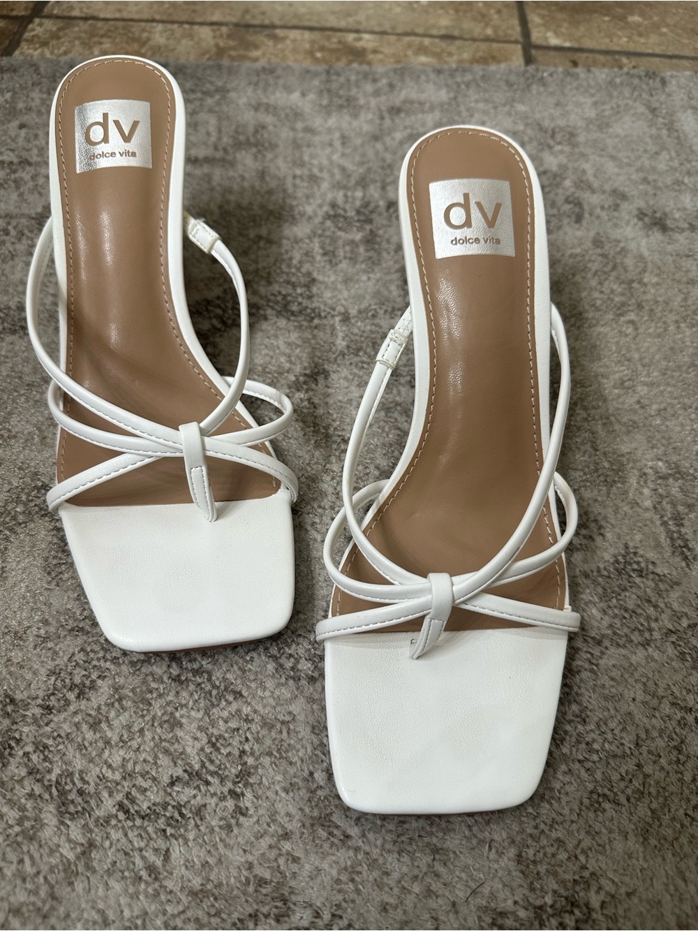 Dolce Vita White Strappy Square Toe Heeled Sandals
